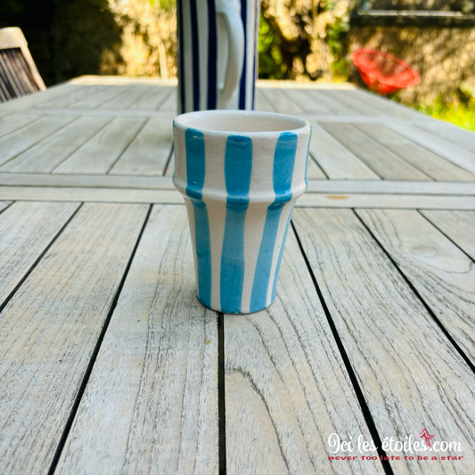 Tasse expresso rayures bleu ciel