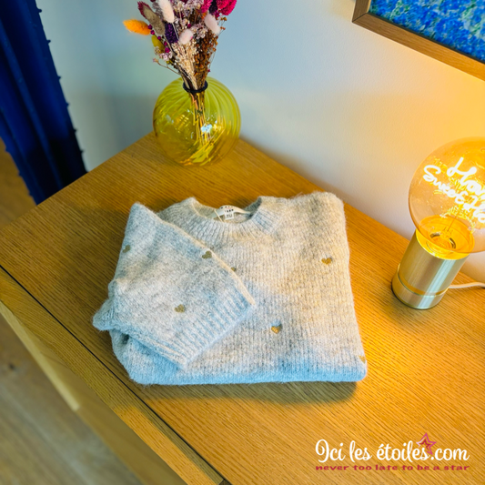 Pull Hercule coeurs dorés