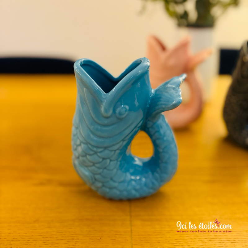 Vase poisson bleu