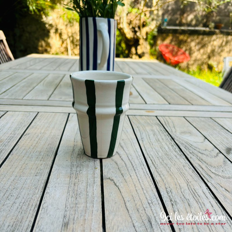 Tasse expresso rayures vert foncé