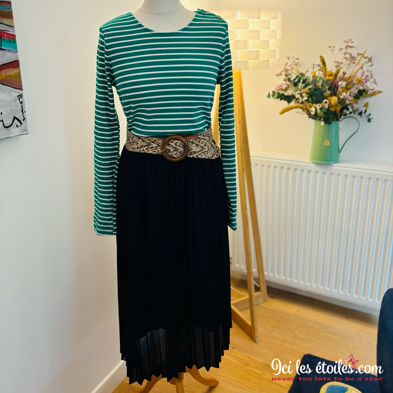 Marinière boutonnée verte