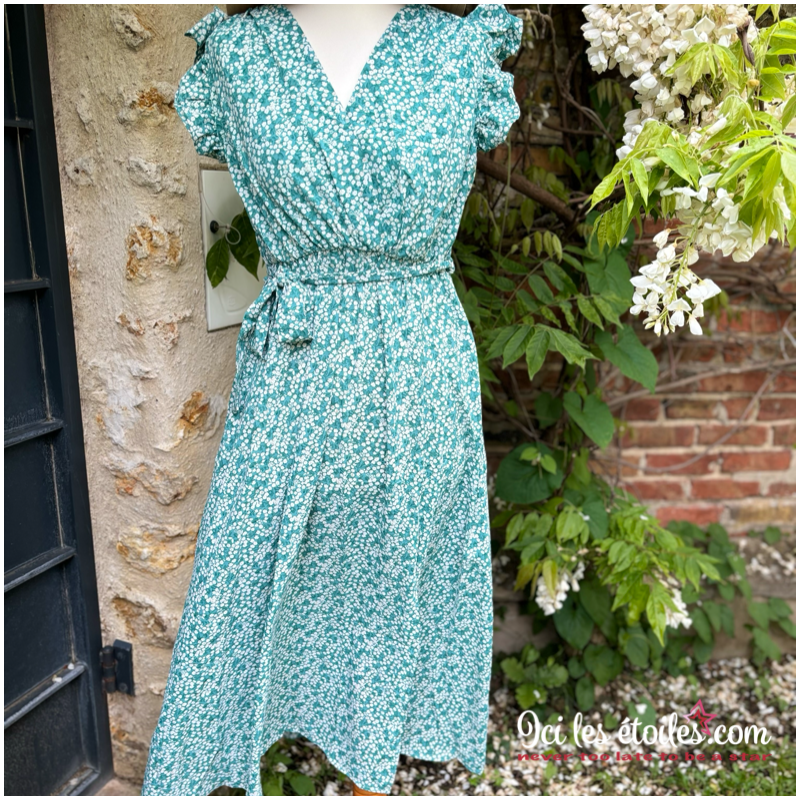 Robe Justine verte & blanche