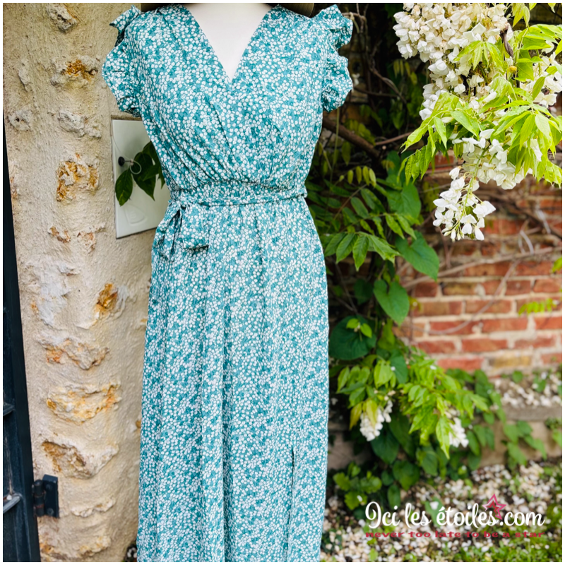 Robe Justine verte & blanche