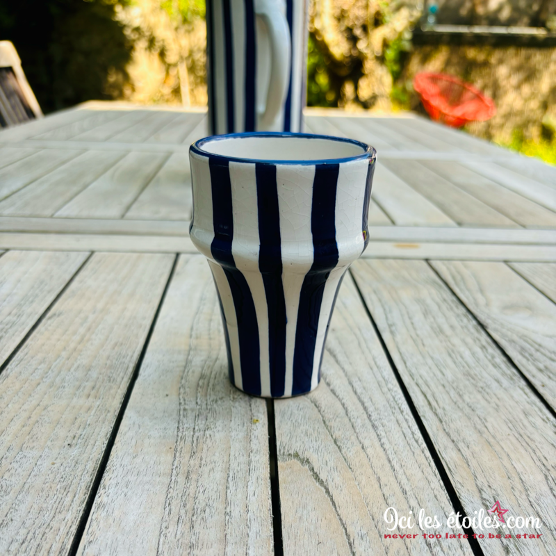 Tasse expresso rayures bleu marine