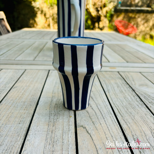 Tasse expresso rayures bleu marine