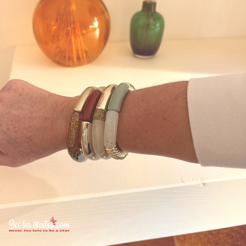 Bracelet Paillettes, noir & doré