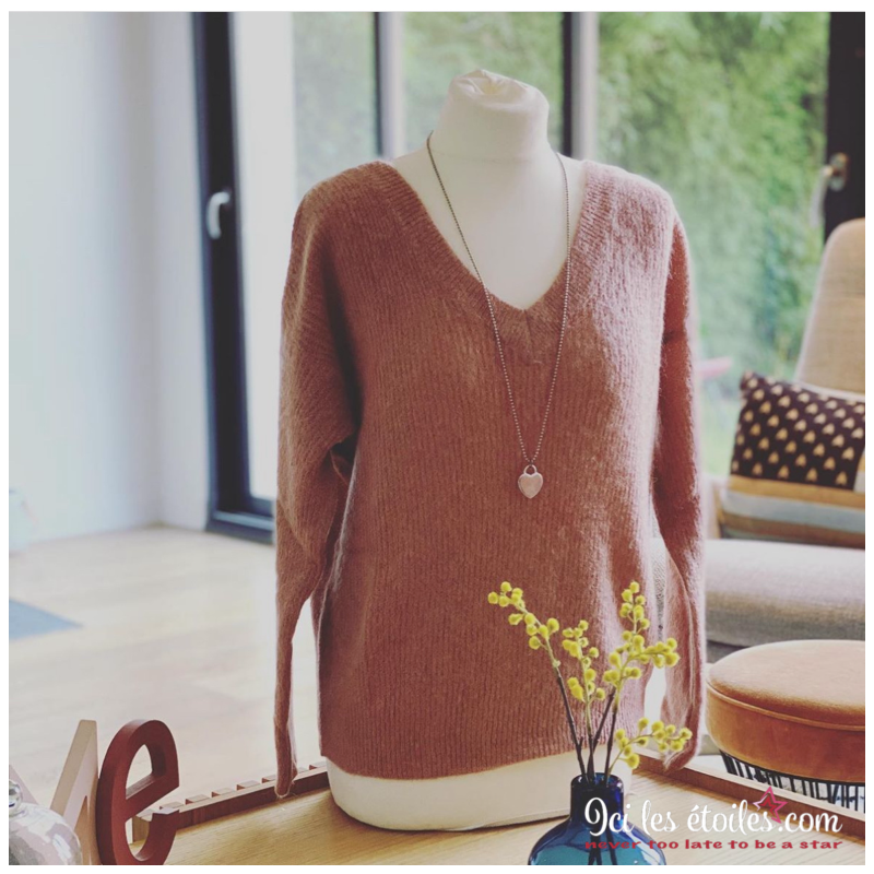 Pull Simon Décolleté Dos-Vieux Rose