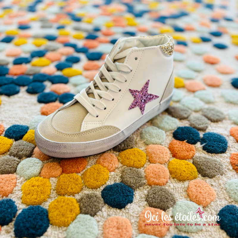 Baskets Etoiles strass violet/gold
