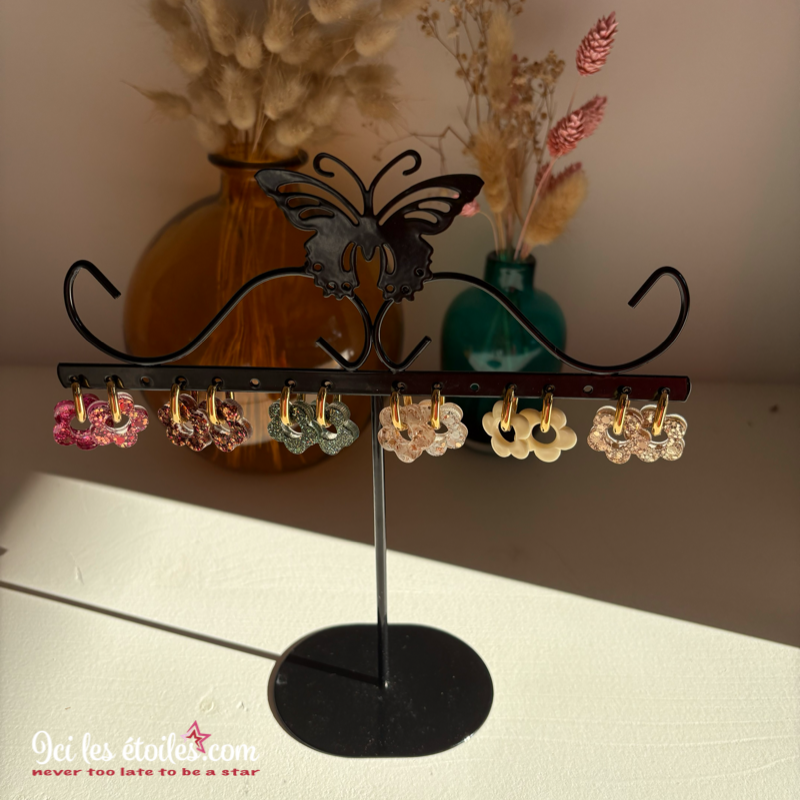 Bo mini Flowers Paillettes rose