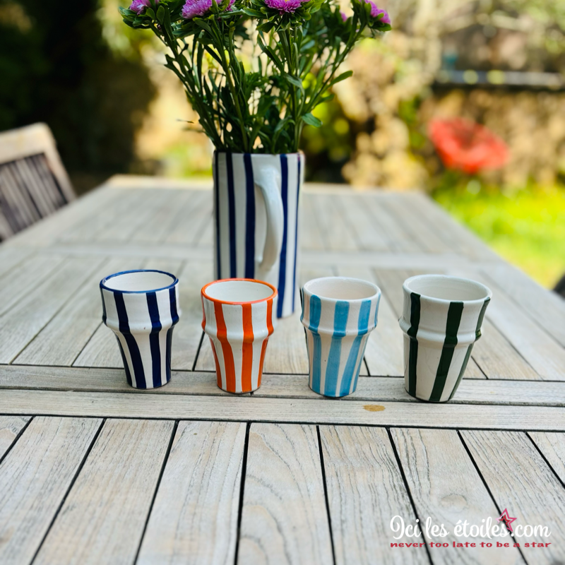 Tasse expresso rayures bleu marine