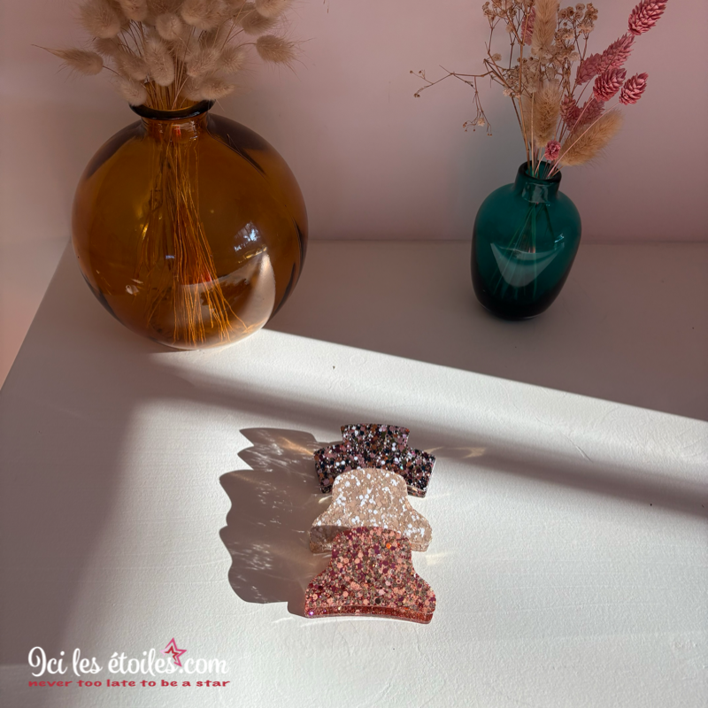 Pince à cheveux Rose Paillettes