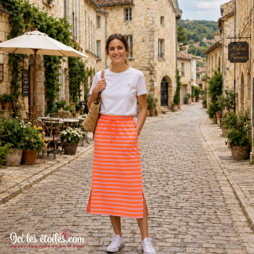 Jupe Alice Corail & rose