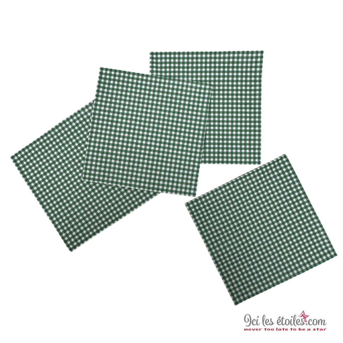 Lot de 20 serviettes vichy vert en papier recyclé
