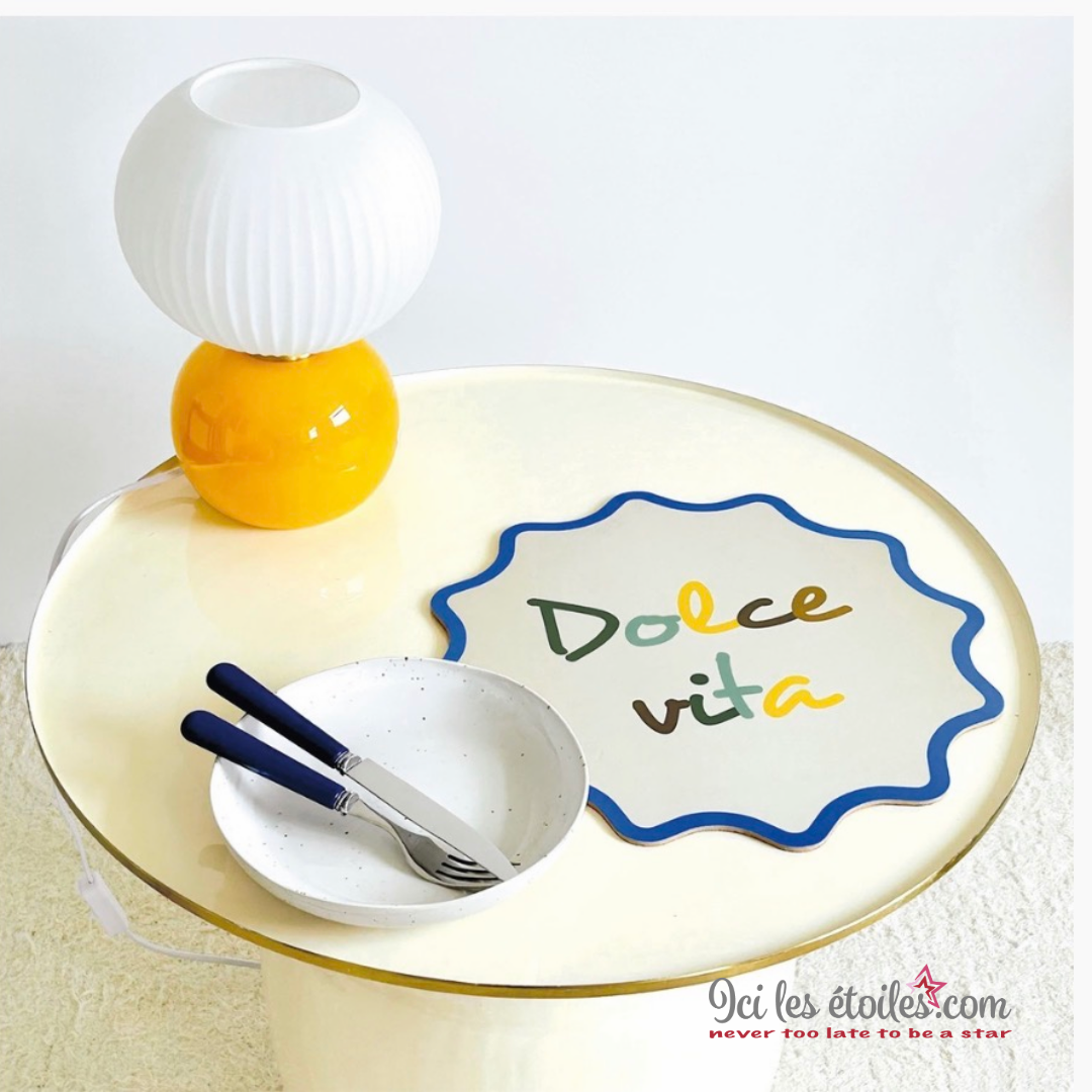 Lampe boule jaune en verre