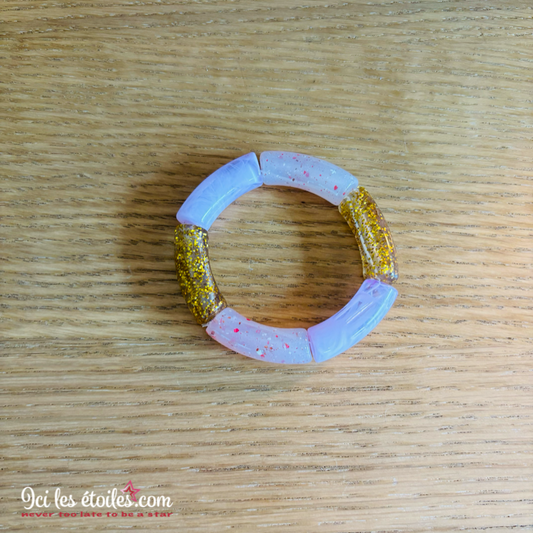 Bracelet Tube Terrazzo rose & paillettes