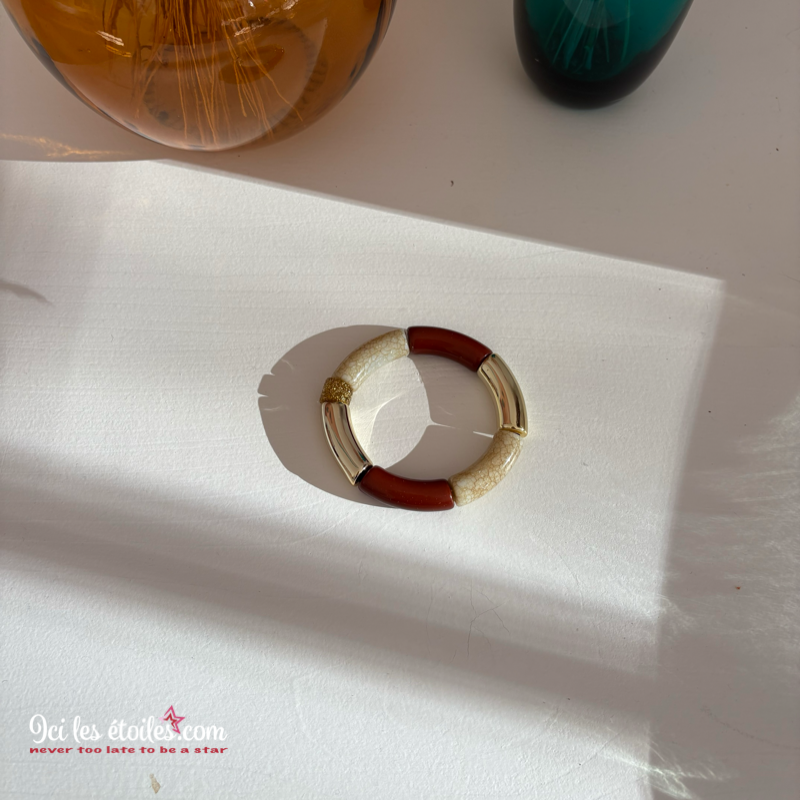 Bracelet Tube marron & doré