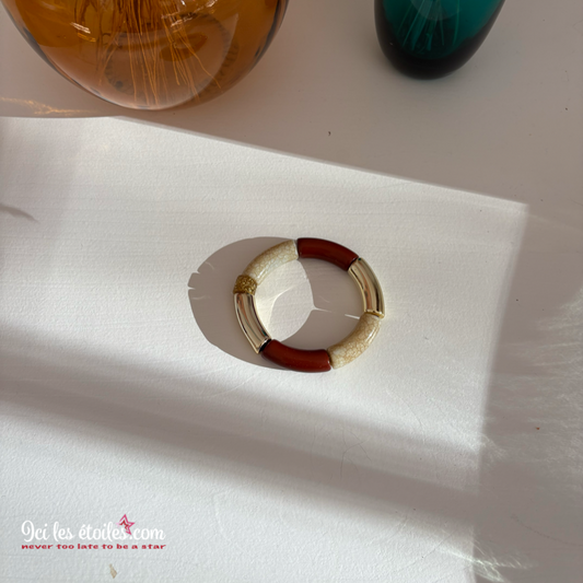 Bracelet Tube marron & doré