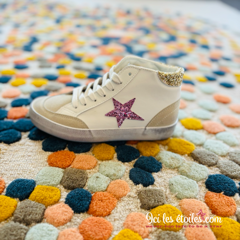 Baskets Etoiles strass violet/gold