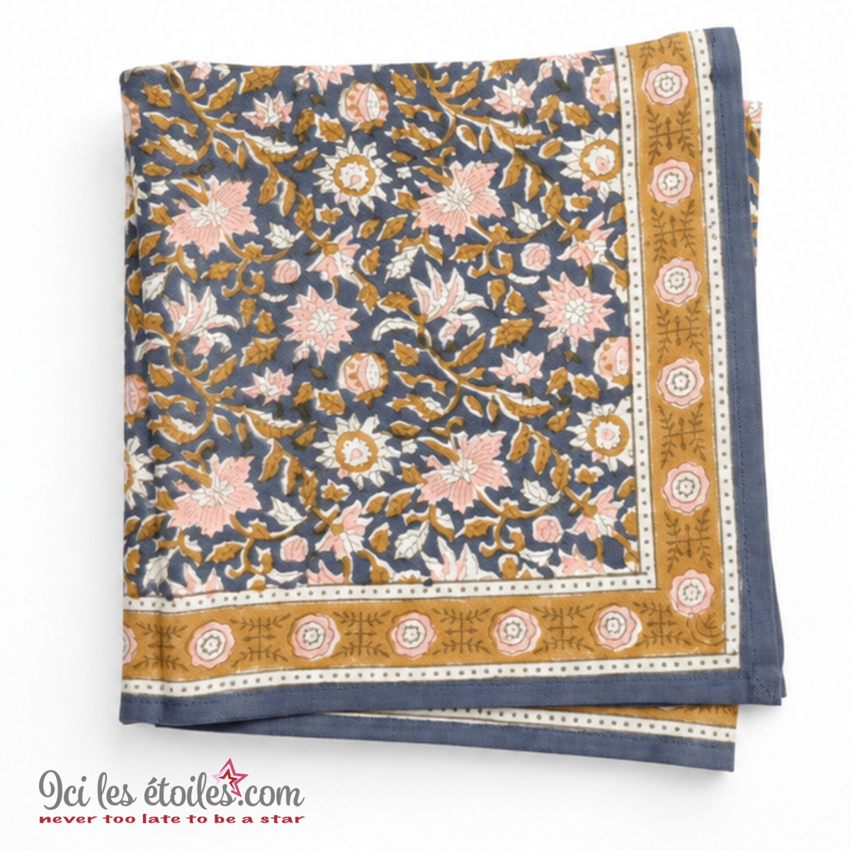 Foulard Indien grand modèle « Azur Indigo »