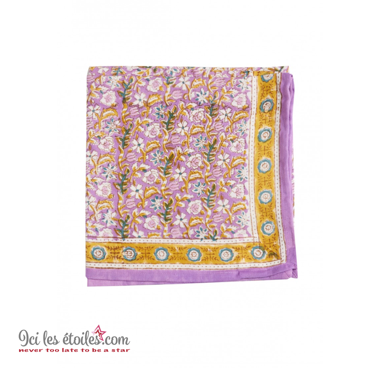 Foulard Indien grand modèle “fleurs indiennes” Absynthe Purple