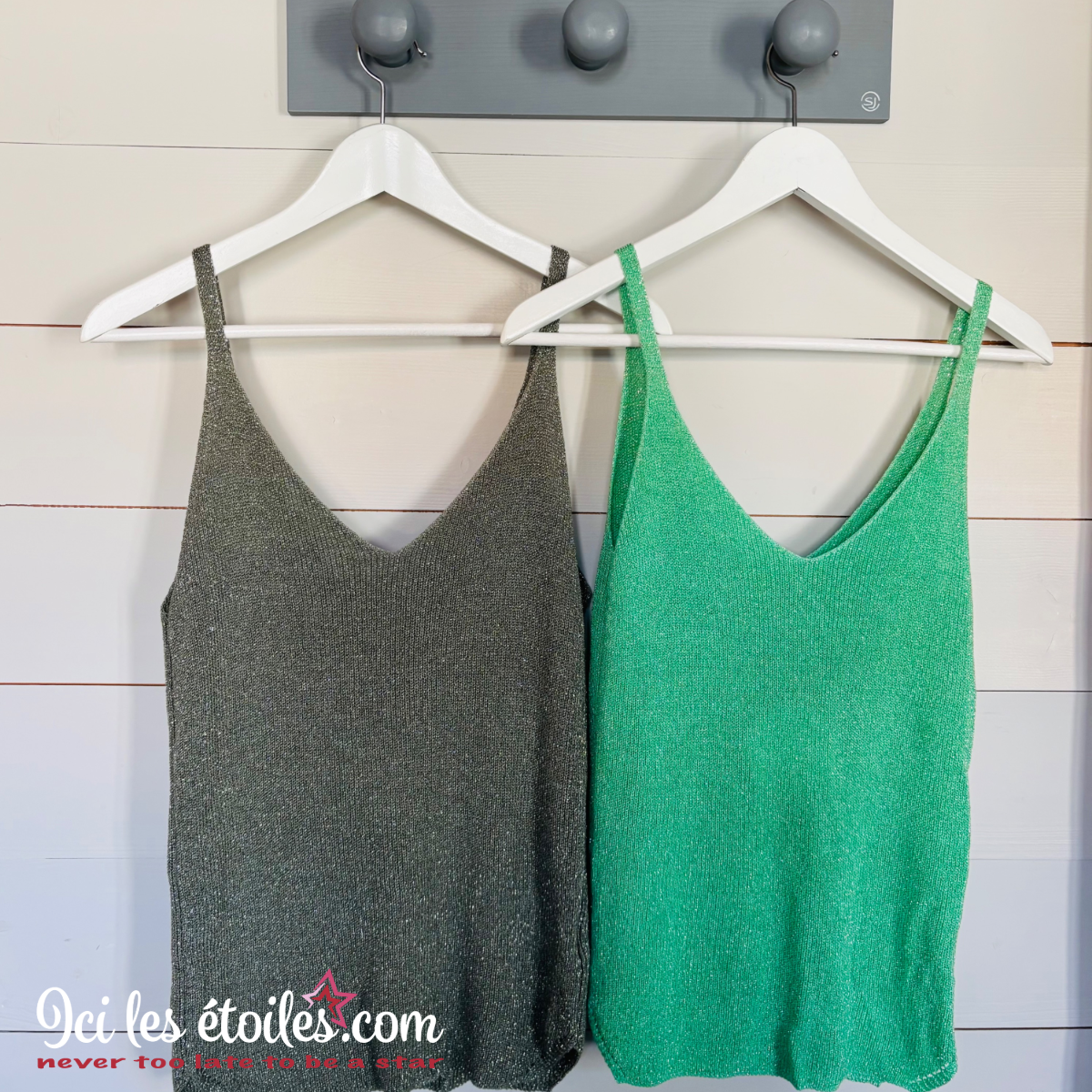 Top paillettes vert