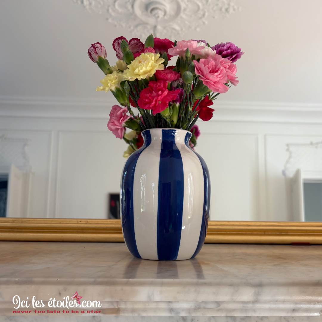 Vase Charles rayures bleues