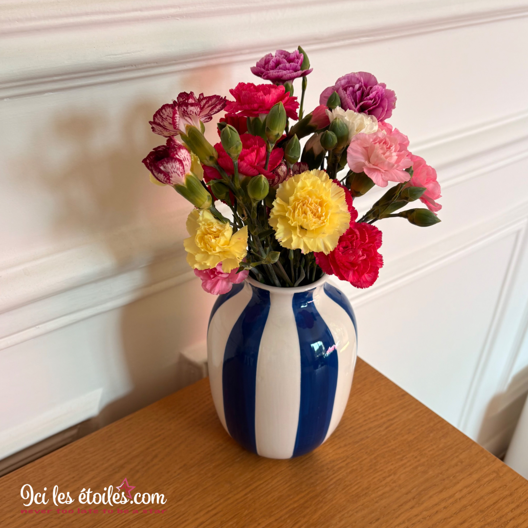 Vase Charles rayures bleues