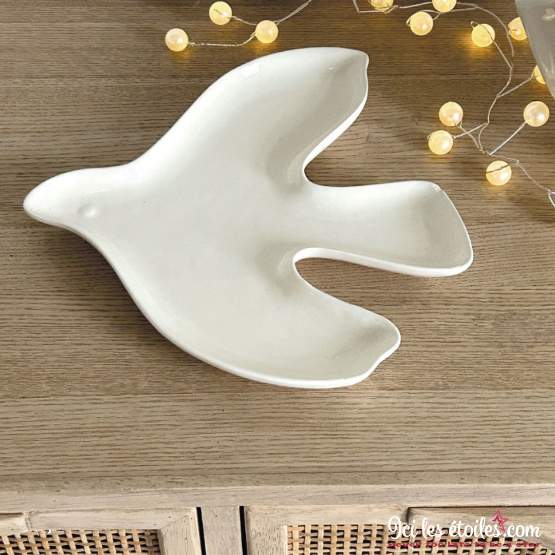 Coupelle oiseau blanc en céramique
