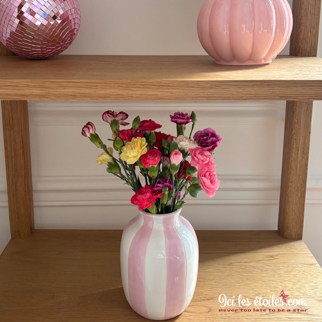 Vase Charles rayures roses