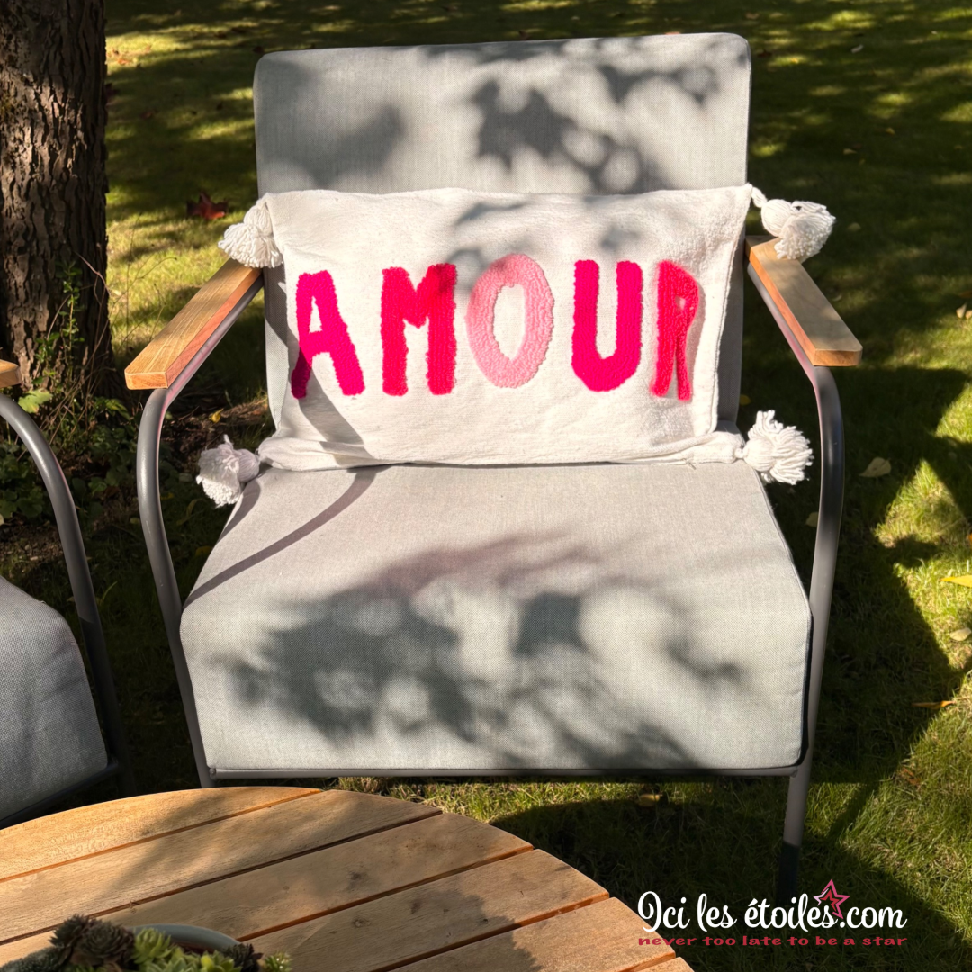 Housse de Coussin Marocain « Amour » Rose