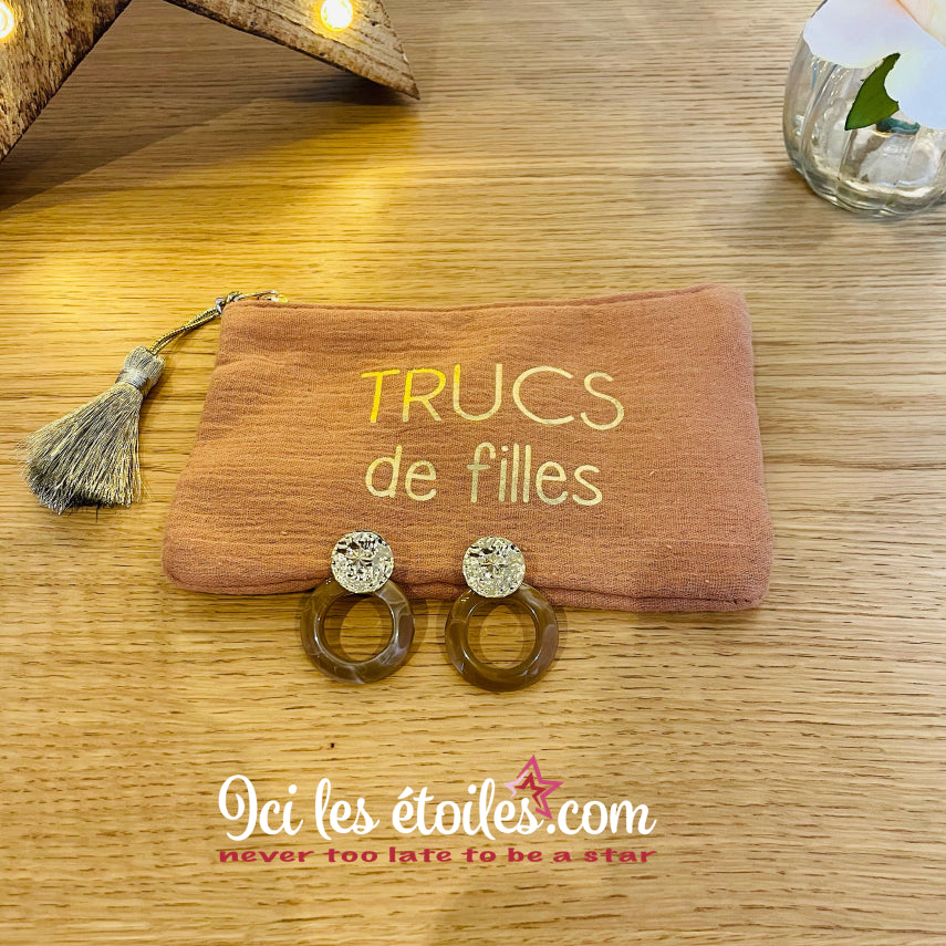 Boucles D'oreilles Louise Marron glaçé