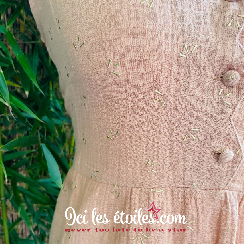 Robe Clara Double Gaze de coton motifs dorés