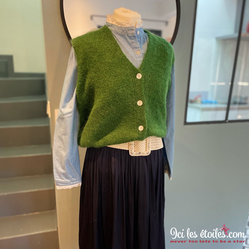 Tricot sans manches Hugo vert