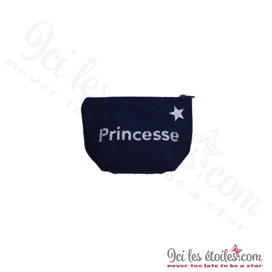 Petite Pochette "Princesse" en alcantara bleu marine