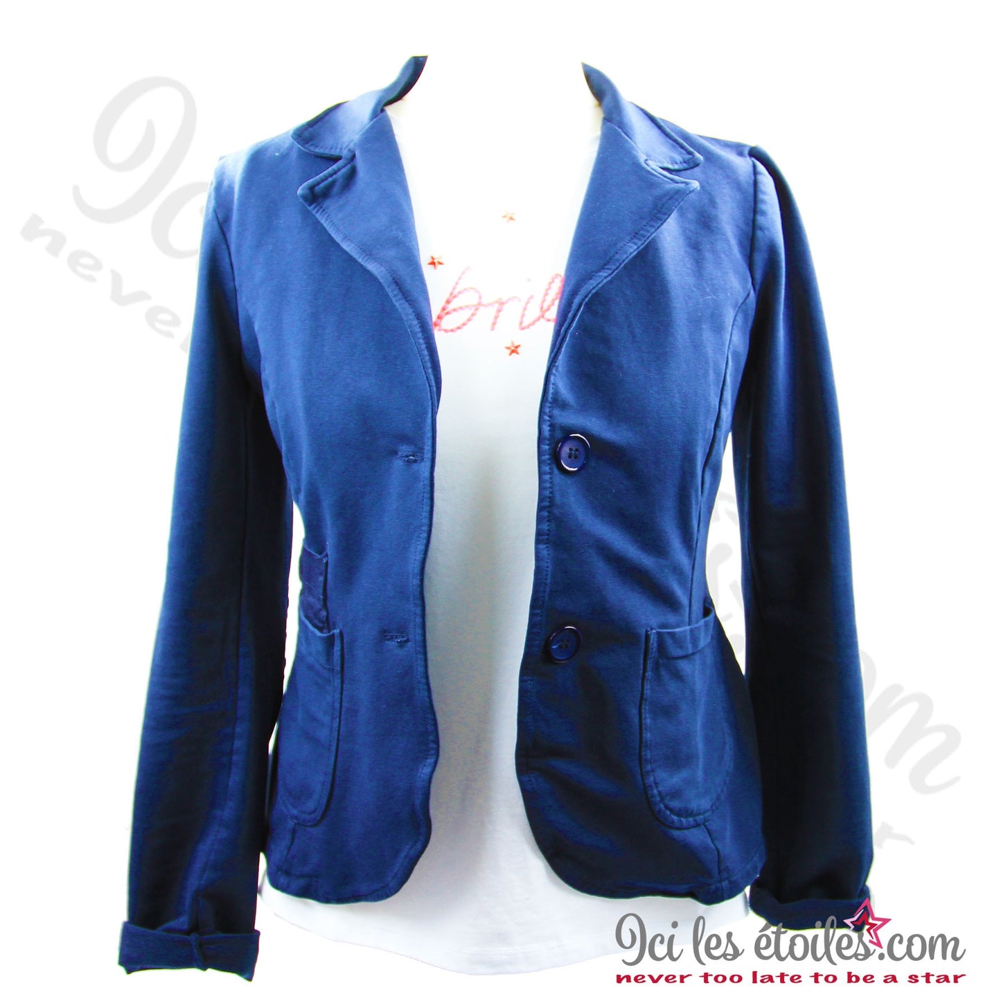 Veste Bleu Marine Coudières étoile strass