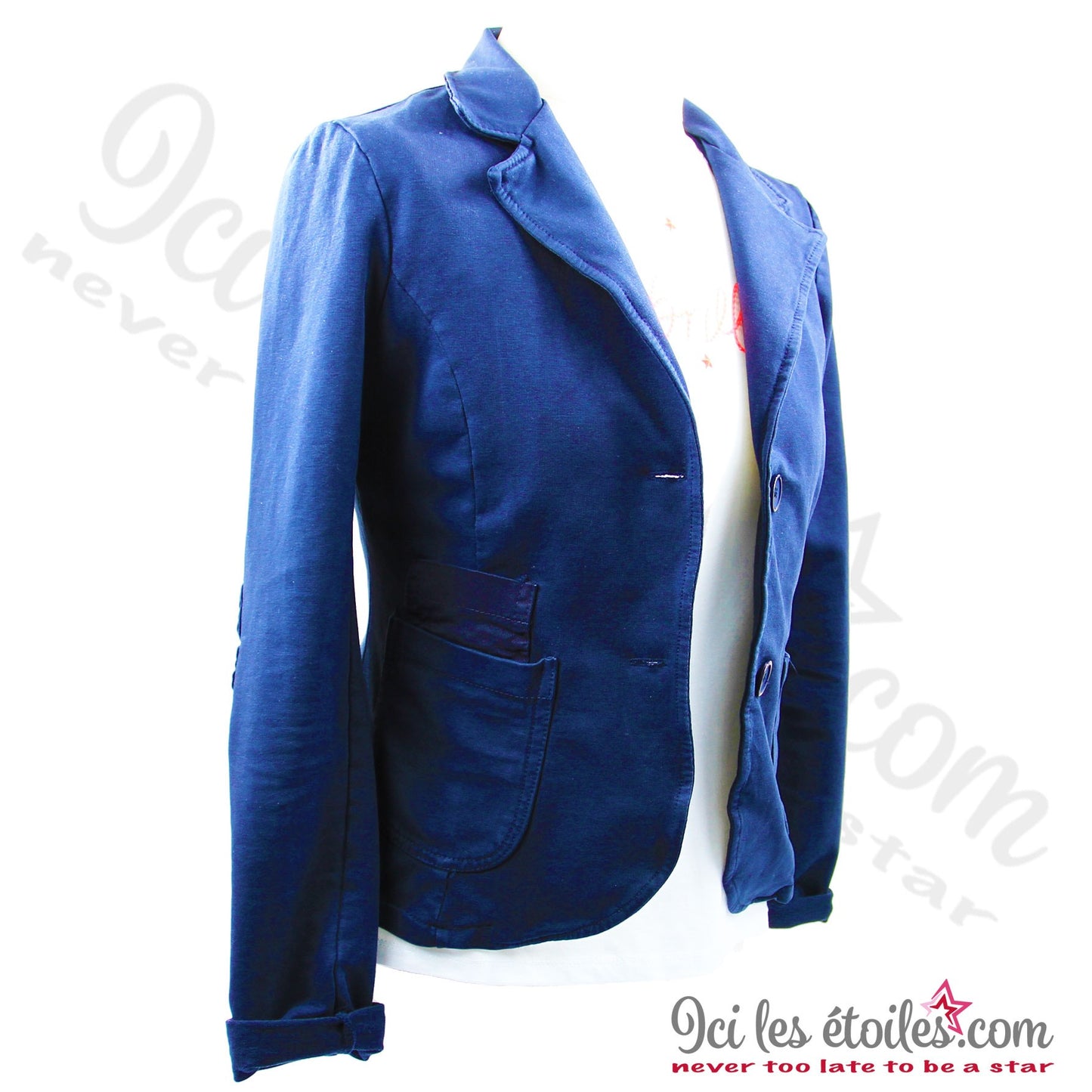 Veste Bleu Marine Coudières étoile strass