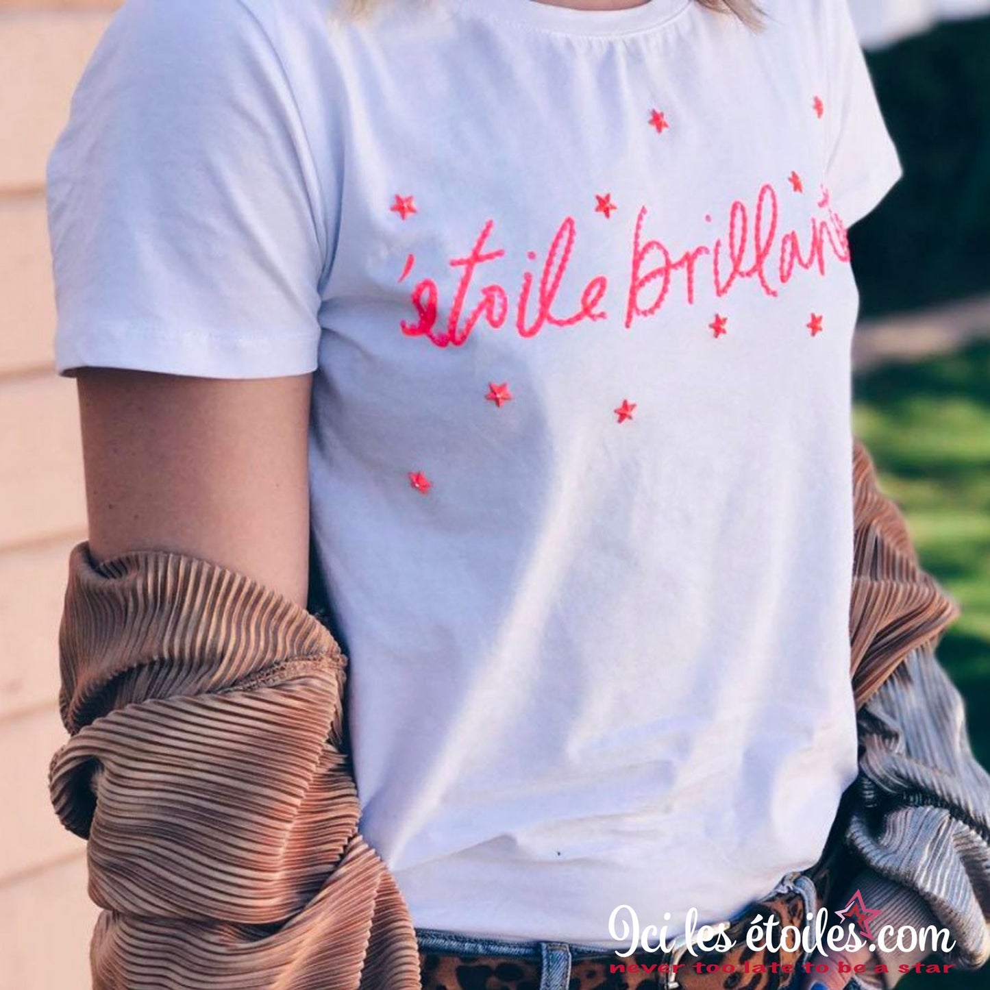 Tee-Shirt "étoile brillante" Rose Fluo