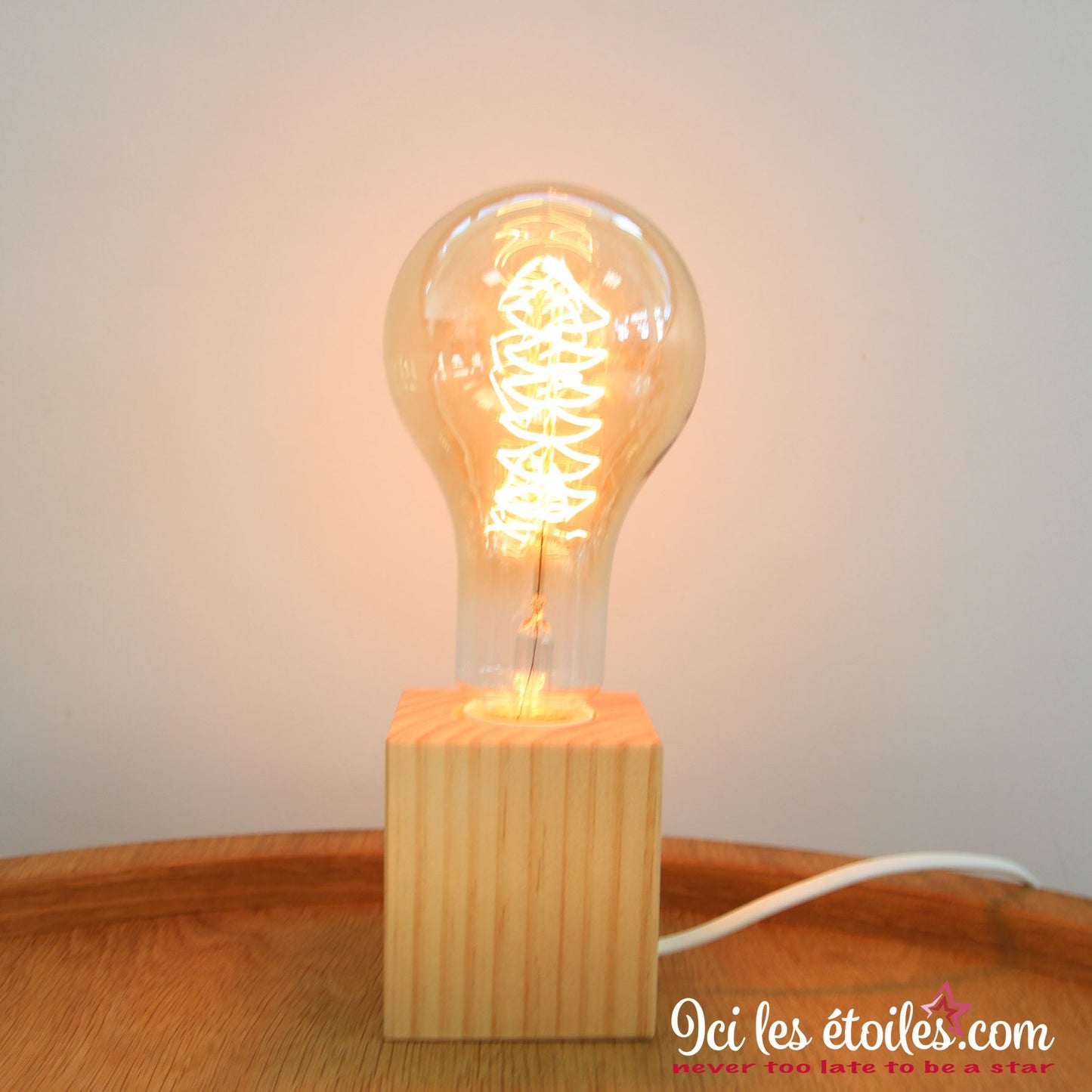 Lampe vintage bois naturel