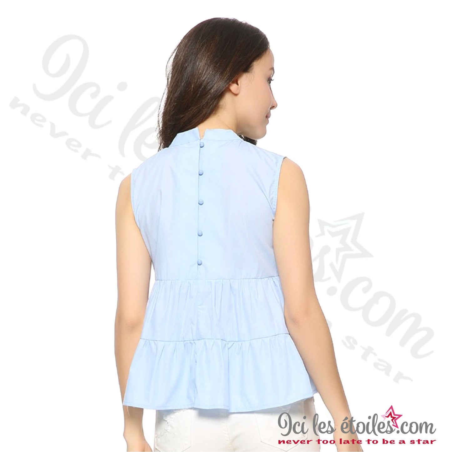 Blouse sans manche boutonnée dos