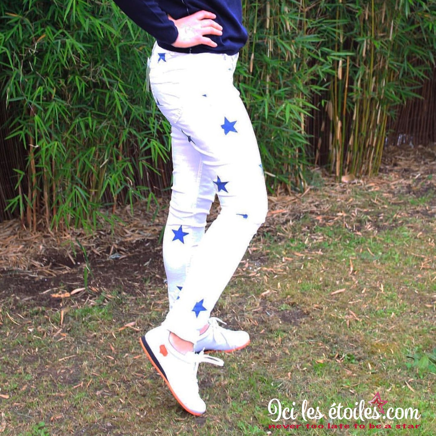 Jean étoile bleu marine/blanc
