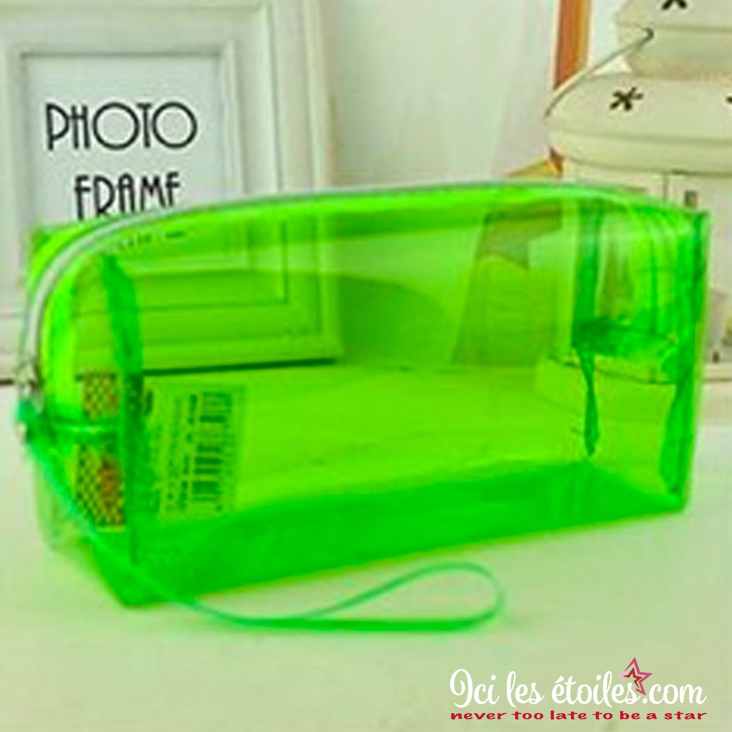 Trousse de toilette tranparente verte