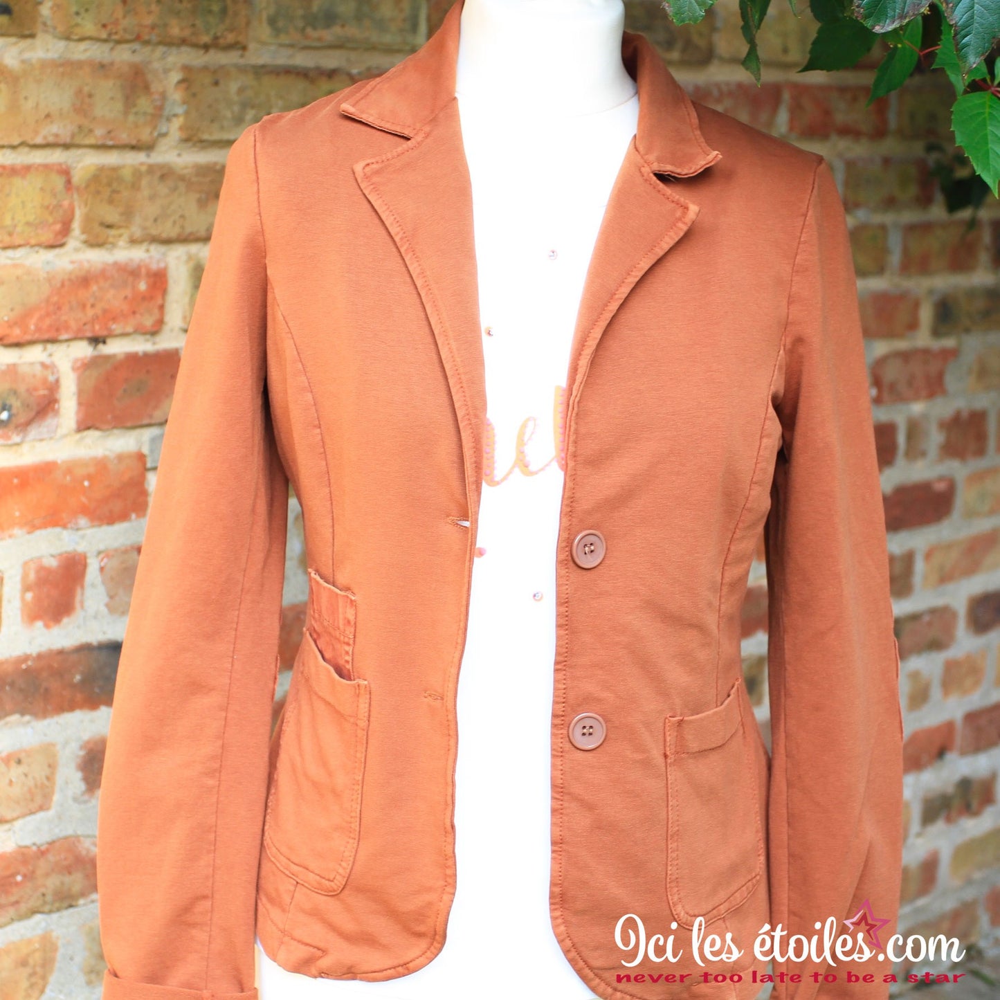 Veste Marron coudières étoile strass