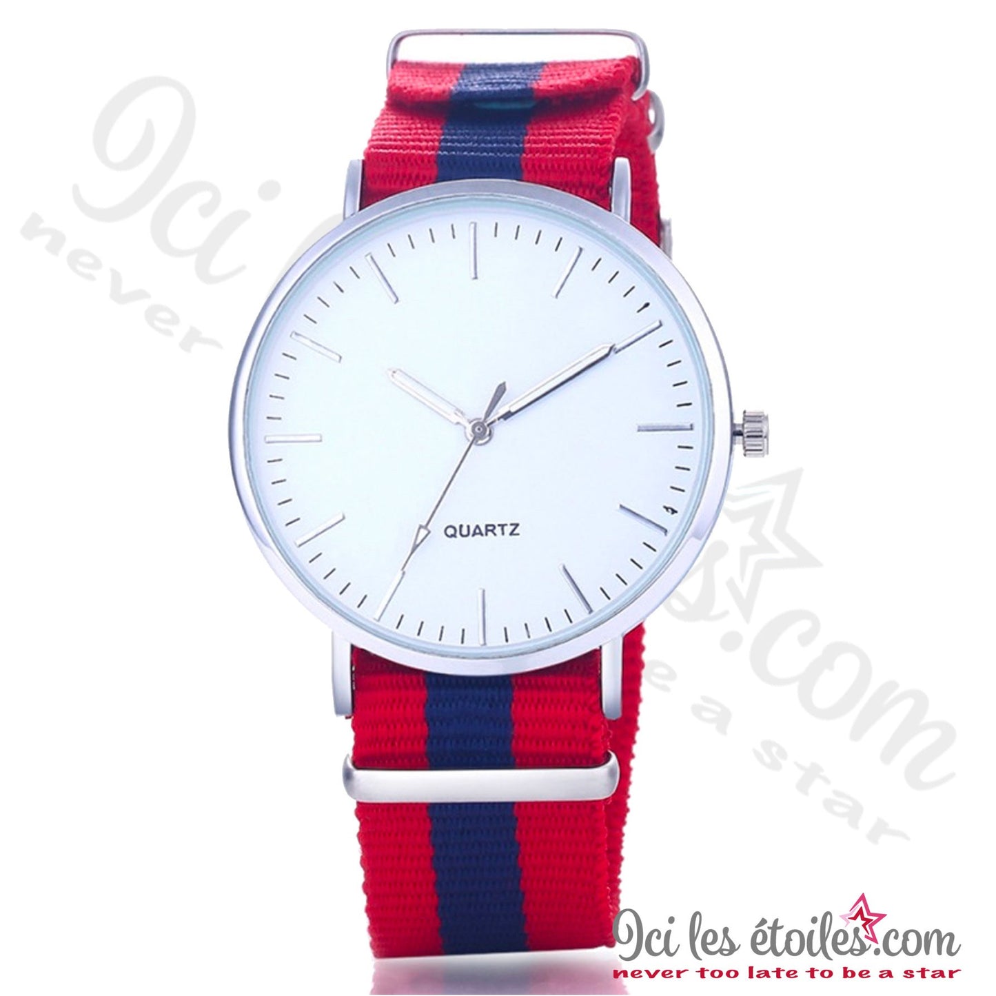 Montre bracelet tissus rouge/Bleu marine