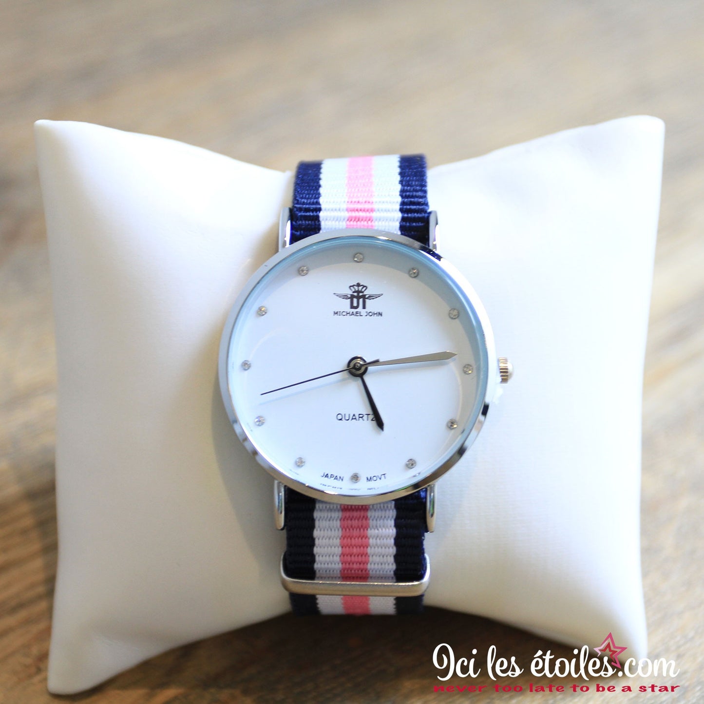 Montre tri-color Rose/ bleu Marine/ blanc