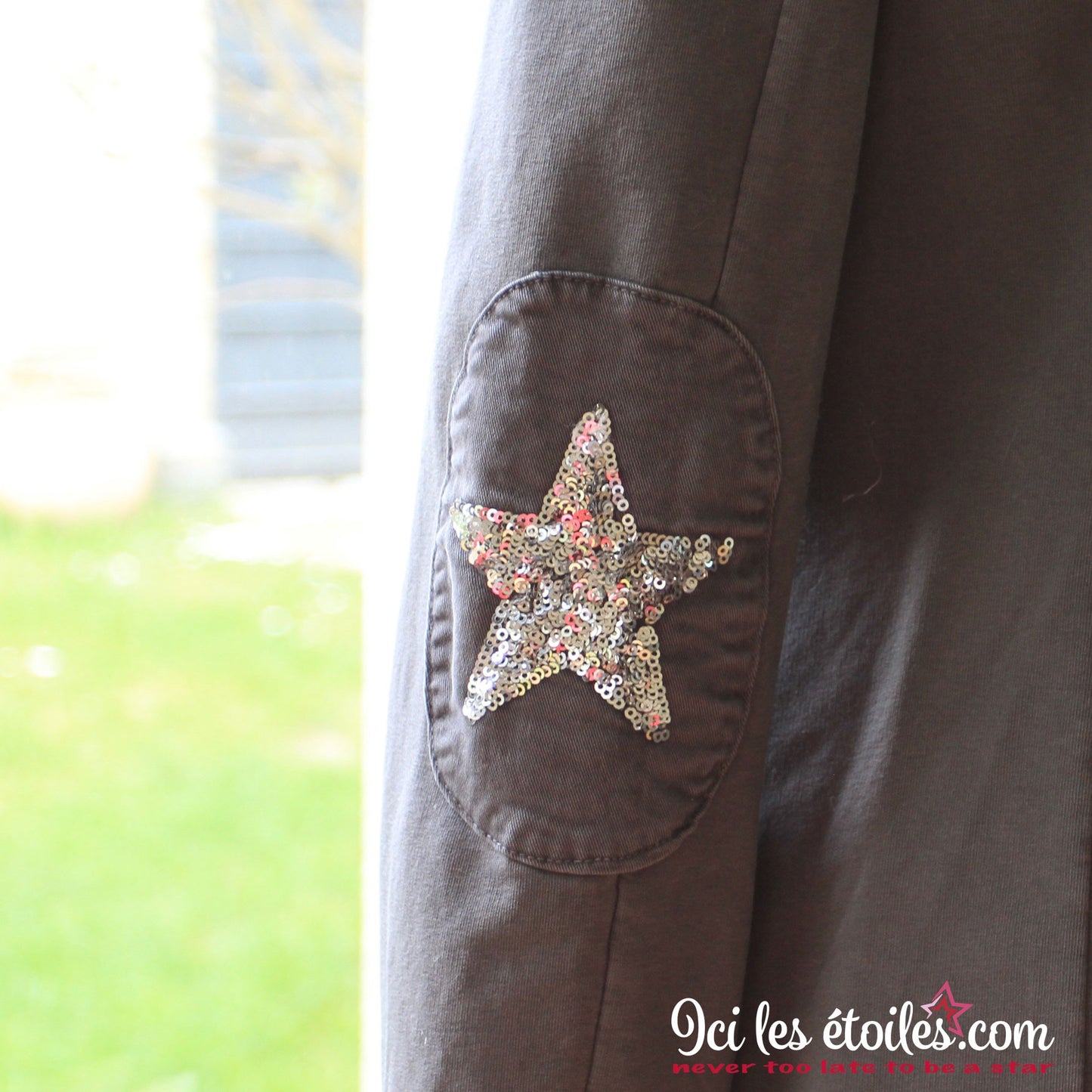 Veste Grise Coudières étoile strass