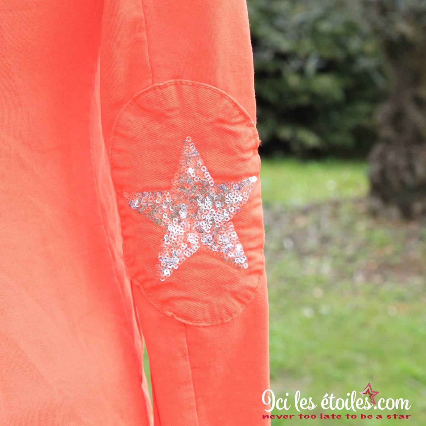 Veste Orange Coudières étoiles Strass