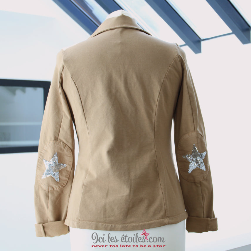Veste Camel Coudières Etoiles Strass