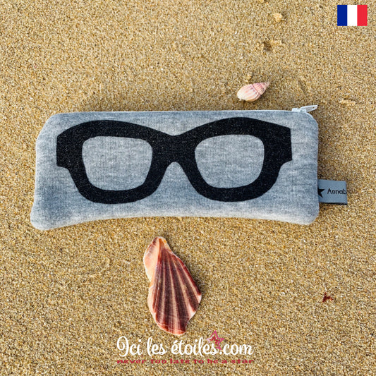 Etui à lunettes en sweat Gris/Noir