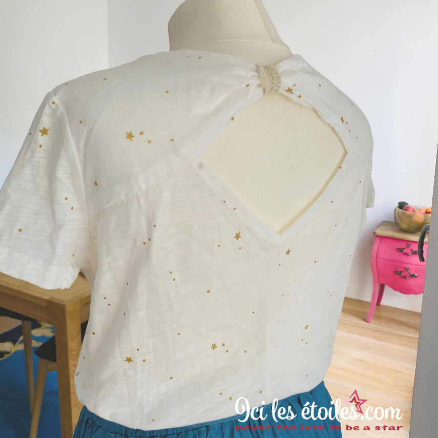Tee-Shirt écru étoiles Dorées