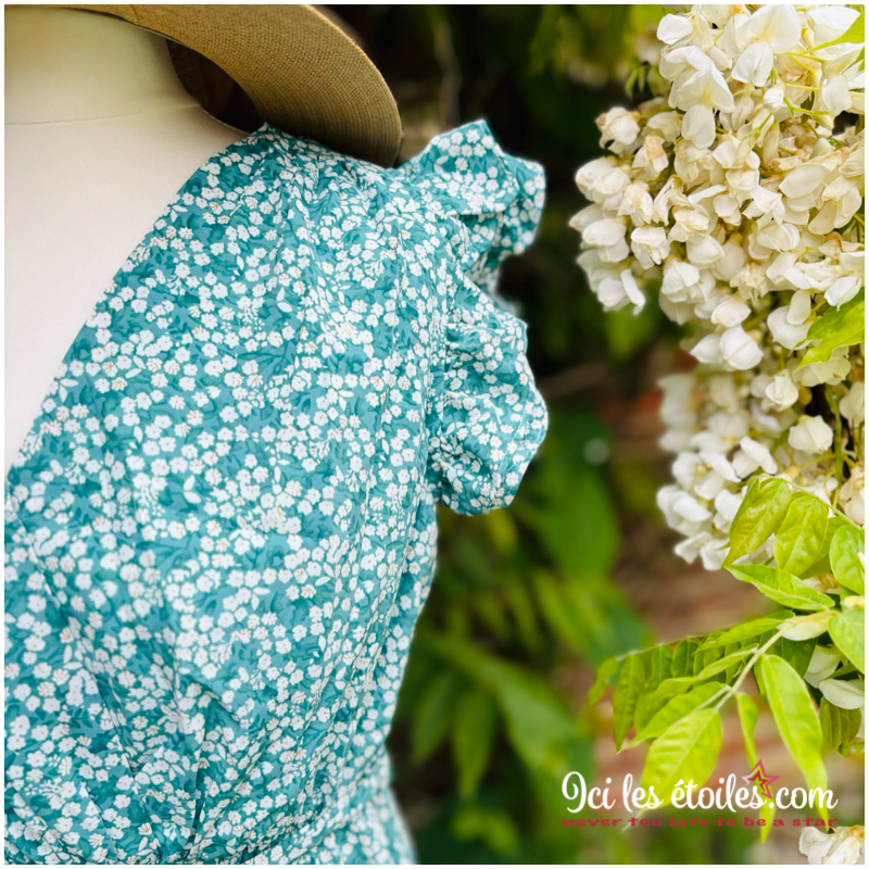 Robe Justine verte & blanche